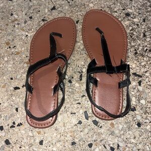 Time and Tru Women's Sandals with Black Straps and Brown Footbed
